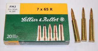 Náboje SB 7x65 R FMJ 9,0g.