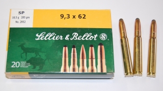 Náboje SB 9,3x62 SP 18,5g.