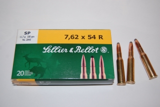 Náboje SB 7,62x54 R SP 11,7g.